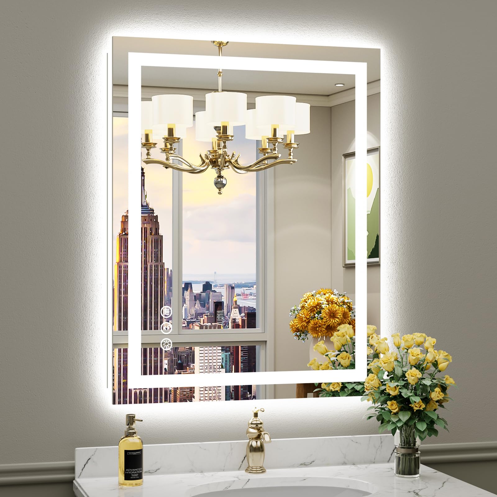 Amazon.com: 28"x36" LED Bathroom Mirror with Lights, Backlit & Front ...