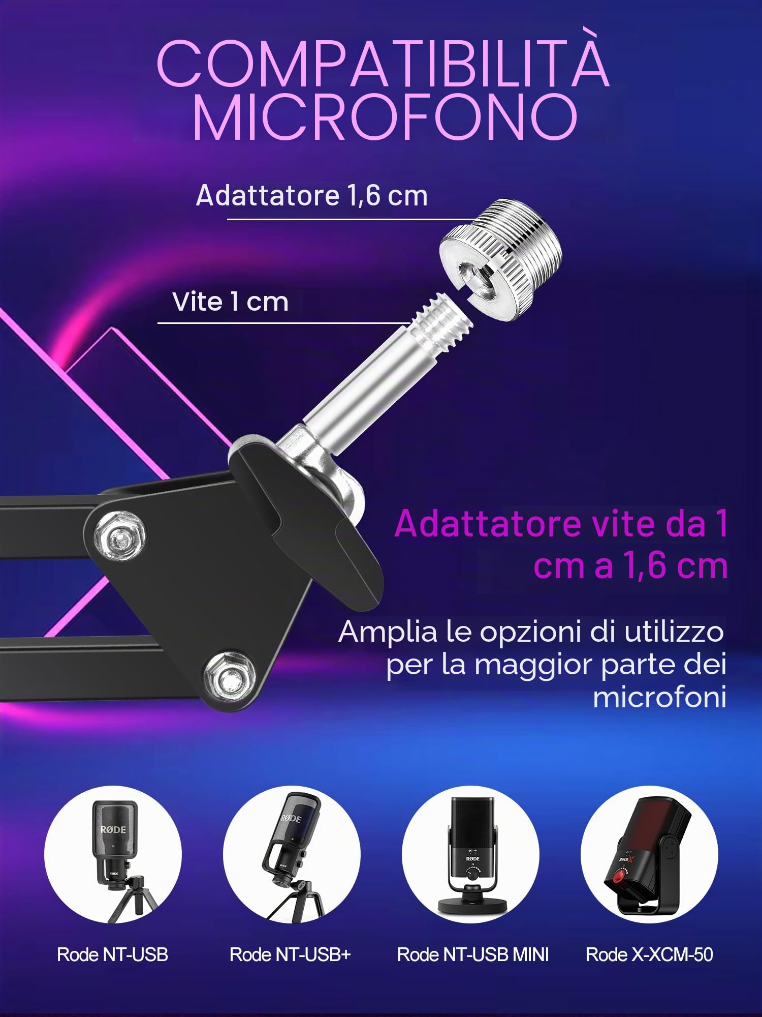 Rode NT-USB - Braccio per microfono, compatibile con NT USB+/Mini/XCM-50, braccio braccio con manicotto per cavo YOUSHARES