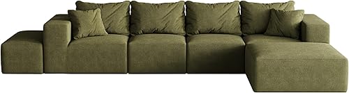 Miniatura 8 de Modular Sectional Sofa Set 132in L Shaped Couch, Boneless Cloud Couch Convertible Sectional Couches Sofa with Pillows, Living Room Furniture Sets
