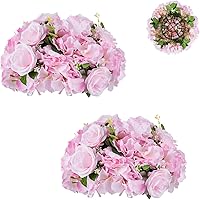 Vista 34 de BLOSMON Bolas de Flores Artificiales Centros de Mesa de Boda 2 Piezas 11.8" Lila Flores Falsas Rosa Hortensia Arreglo de Bolas Centro de Mesa