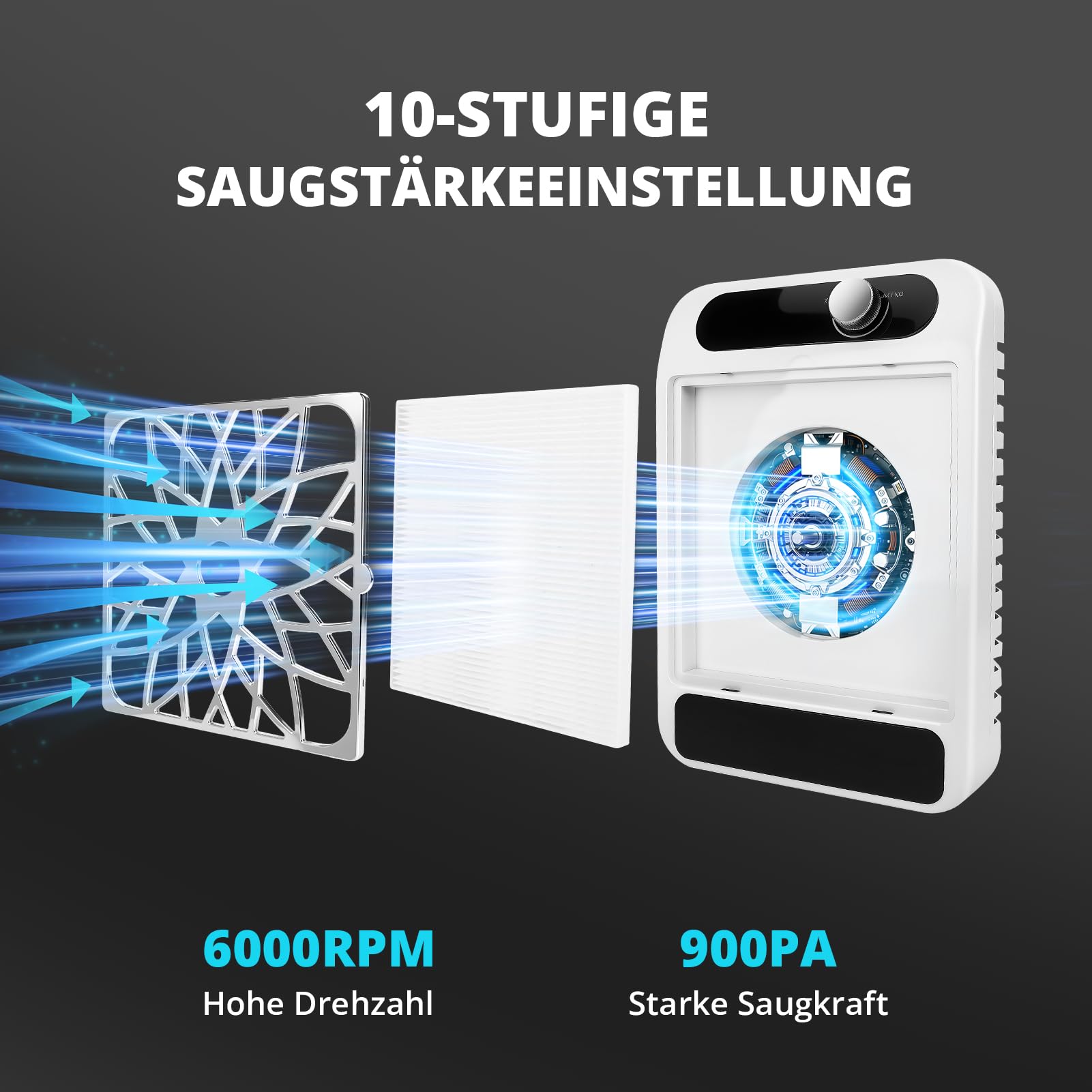 Staubabsaugung für Nägel mit Filter, Nagelstaubsauger Wiederaufladbare mit Akku, Nagelstaubsammler Einstellbare für Nagelstudio, Salon, Nageldesign & Maniküre