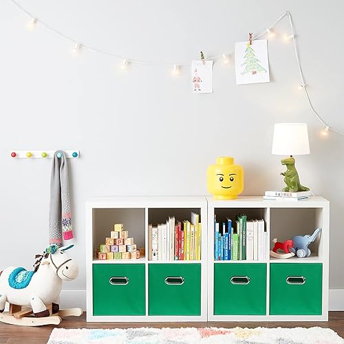 Vista 97 de Contenedores de almacenamiento de tela de tela, organizador de cubos de tela con asas dobles, cestas de almacenamiento plegables para el hogar