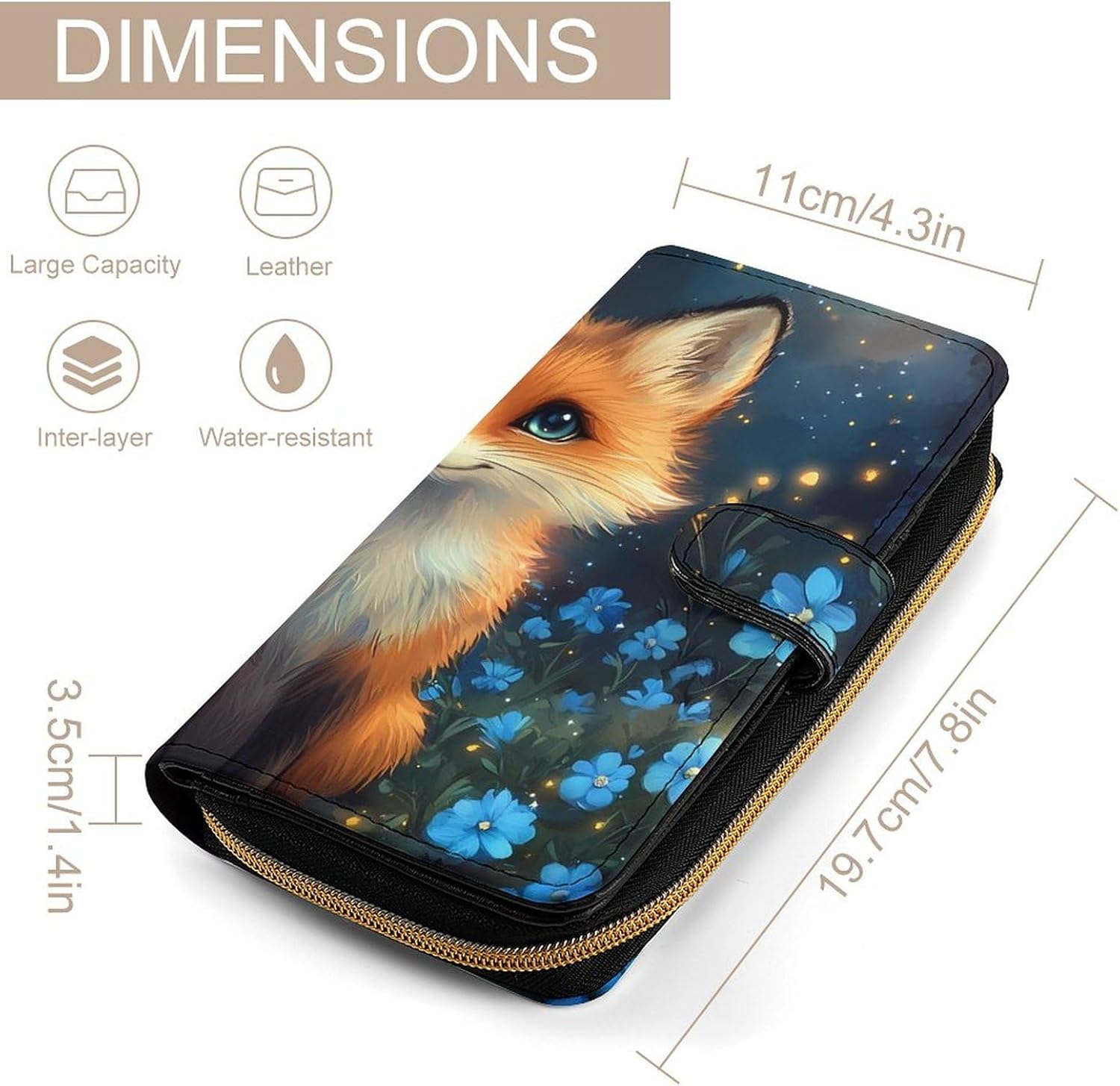 Fox Flowers Women's Long Wallet Leather Large Capacity Wristlet Clutch Purse Wallets
