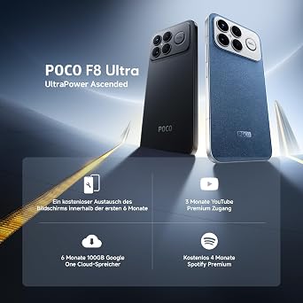 XIAOMI Poco F8 Ultra Smartphone 12+256 GB Handy mit Android 6.9 120Hz AMOLED Display 50MP Light Fusion 950 mit OIS Sound by Bose 6500mAh Schwarz 2 Jahre Garantie