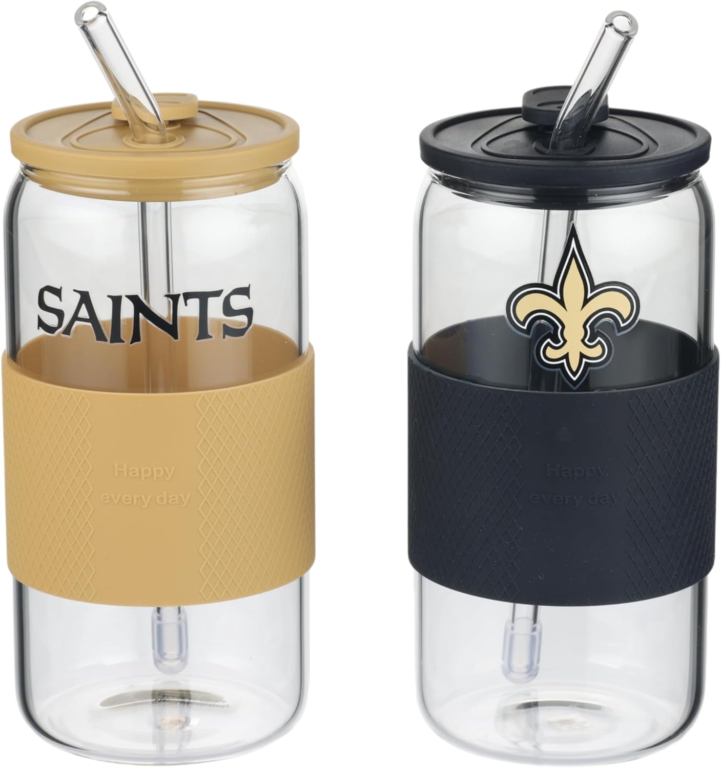 The Memory Company | Licensed NFL 2-Pack Glasses with Silicone Grip and Lid, with Straw