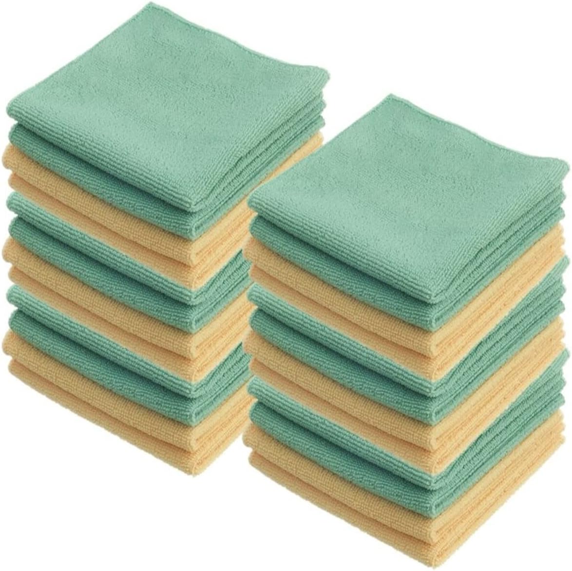 Superio Microfiber Cleaning Cloth for, Cars, Kitchen Cleaning Rags for Housekeeping 16" Absorbent Micro Fiber Towels for House, Bathroom All-Purpose Streak-Free lint-Free Wash Cloths (24 Yellow/Green)