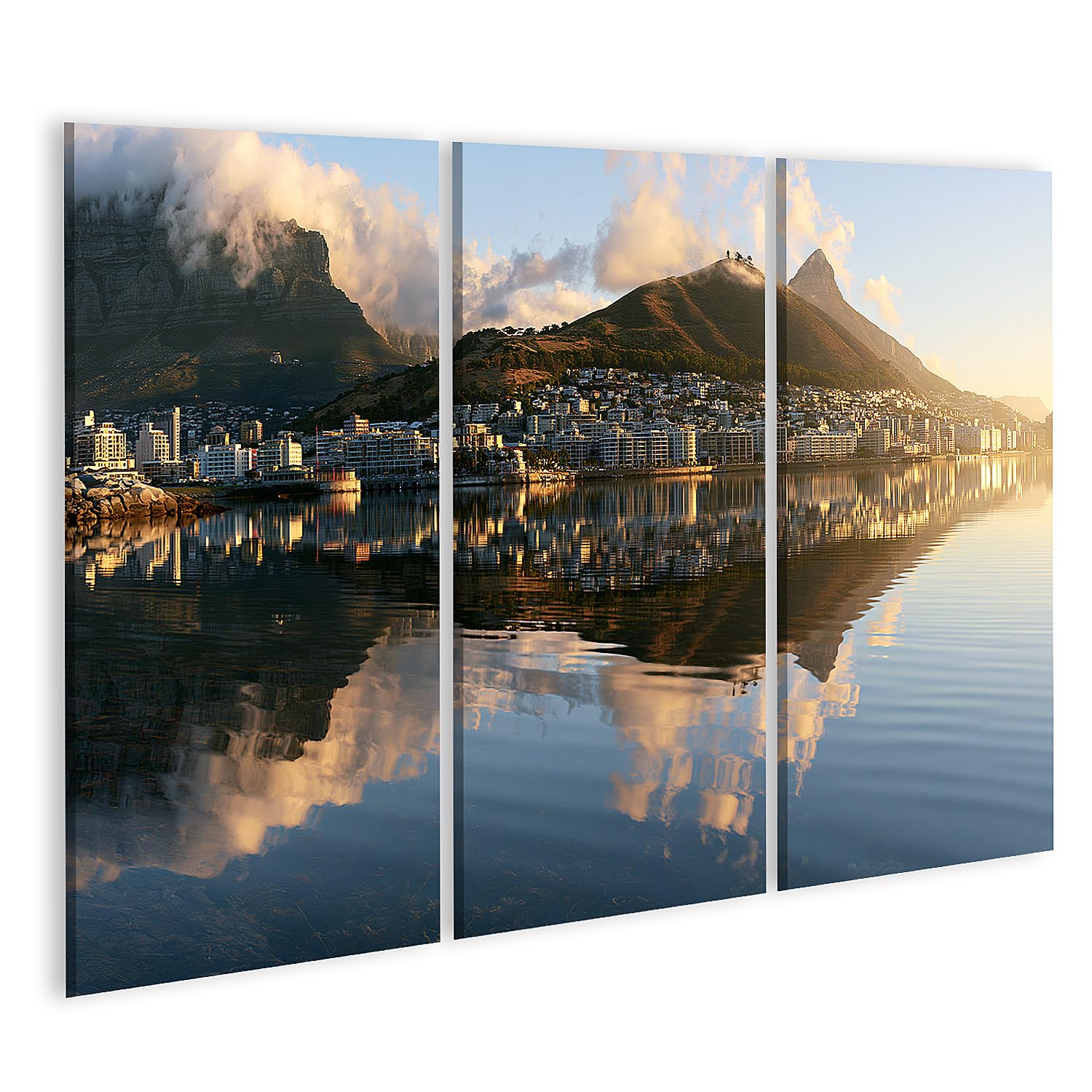 Impression sur toile coucher de soleil doré triptyque pour salon - 6