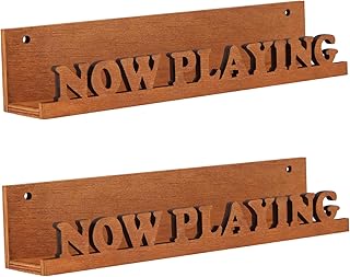 Tatuo 2 Pcs Now Playing Vinyl Record Stand Wood Vinyl Wall Holder Vintage Hanging Vinyl Record Shelf Bracket Floating Wall Mount Album Player Display for Cd Lp Storage Music Lovers Player Accessory