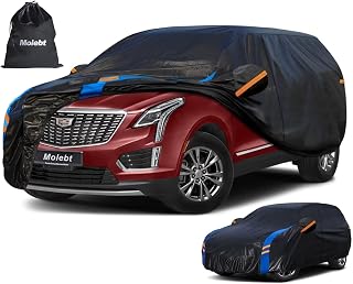 Custom Fit SUV Car Cover for Cadillac XT5 (2016-2026), Upgraded Waterproof All Weather Outdoor Auto Cover with Driver Door Zipper & Mirror Pockets, UV/Snow/Dust Protection