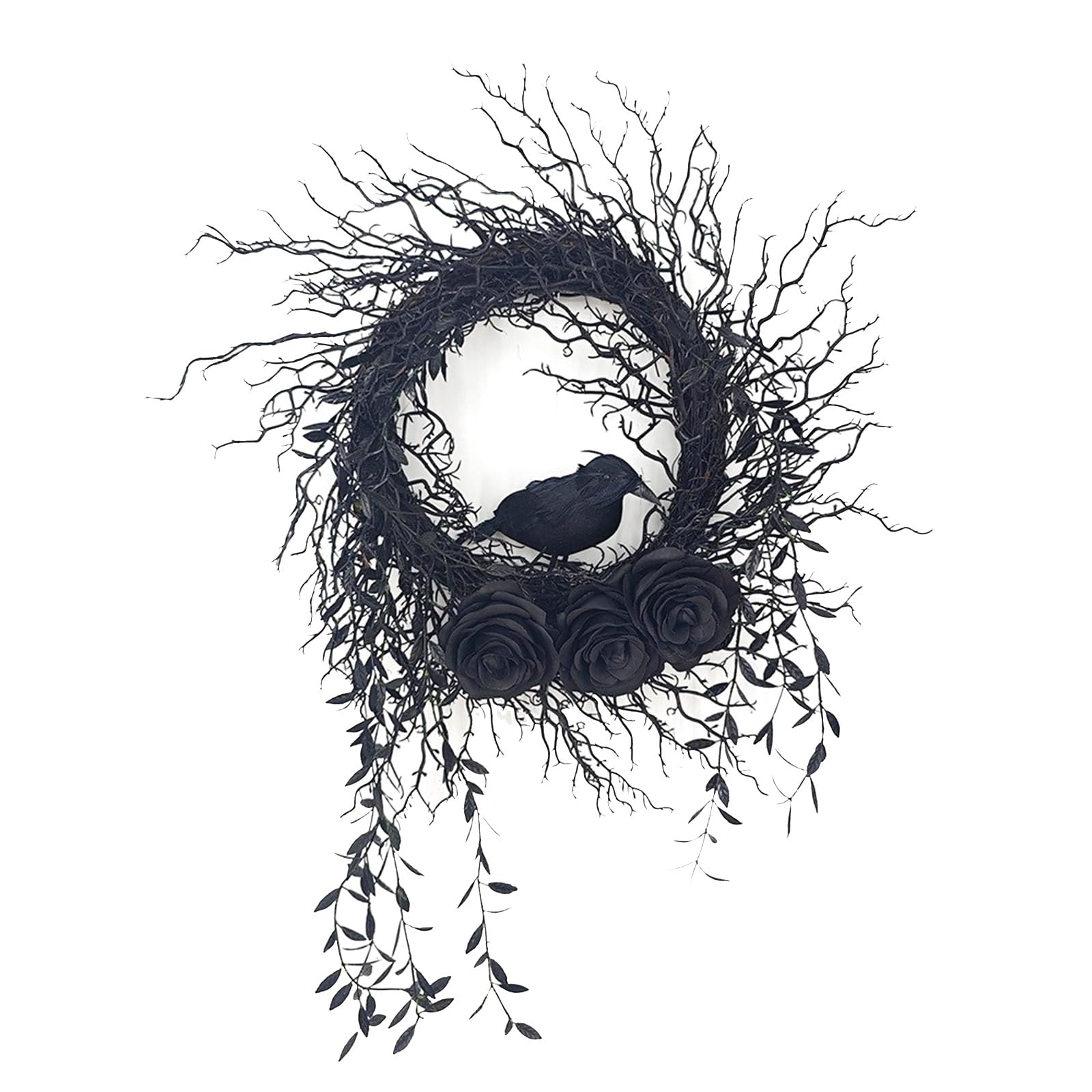 Buxuaaaa Halloween Wreath Front Door Decorations Beautiful Wreath Ornament Enchanting Door Hangings Decorations for Halloween Fun Crow