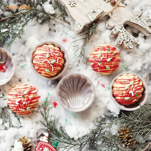 Vista 20 de CHEFMADE Madeleine Molde para tartas, 12 cavidades, antiadherente, ovalada, para hornear al horno (dorado champán)