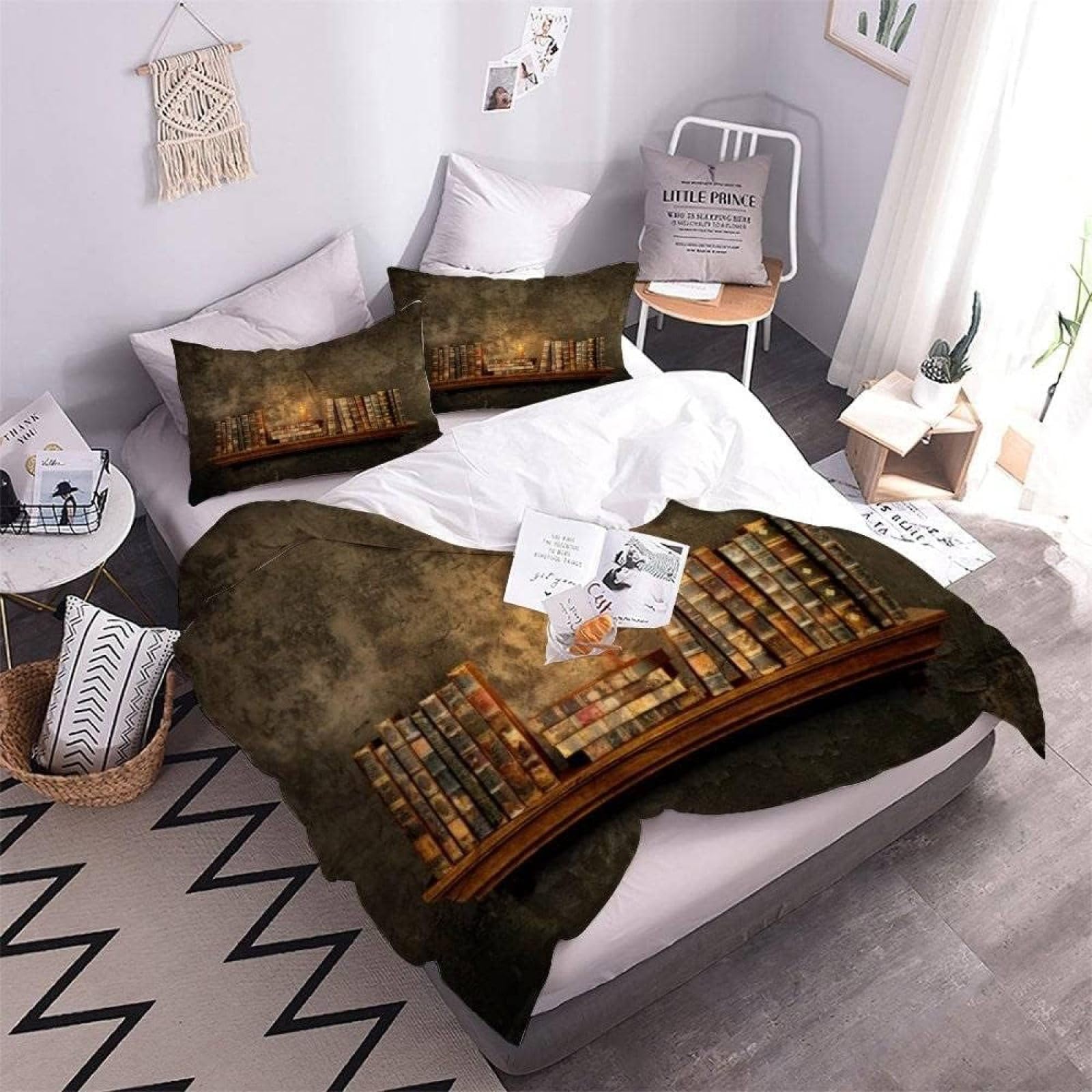 OAXACO Copripiumino Matrimoniale 260x240 cm Libri Bambini Adulti Copripiumini Set Vintage di Biancheria da Letto Morbida Microfibra Stampe 3d con 2 Federe 50x80 cm