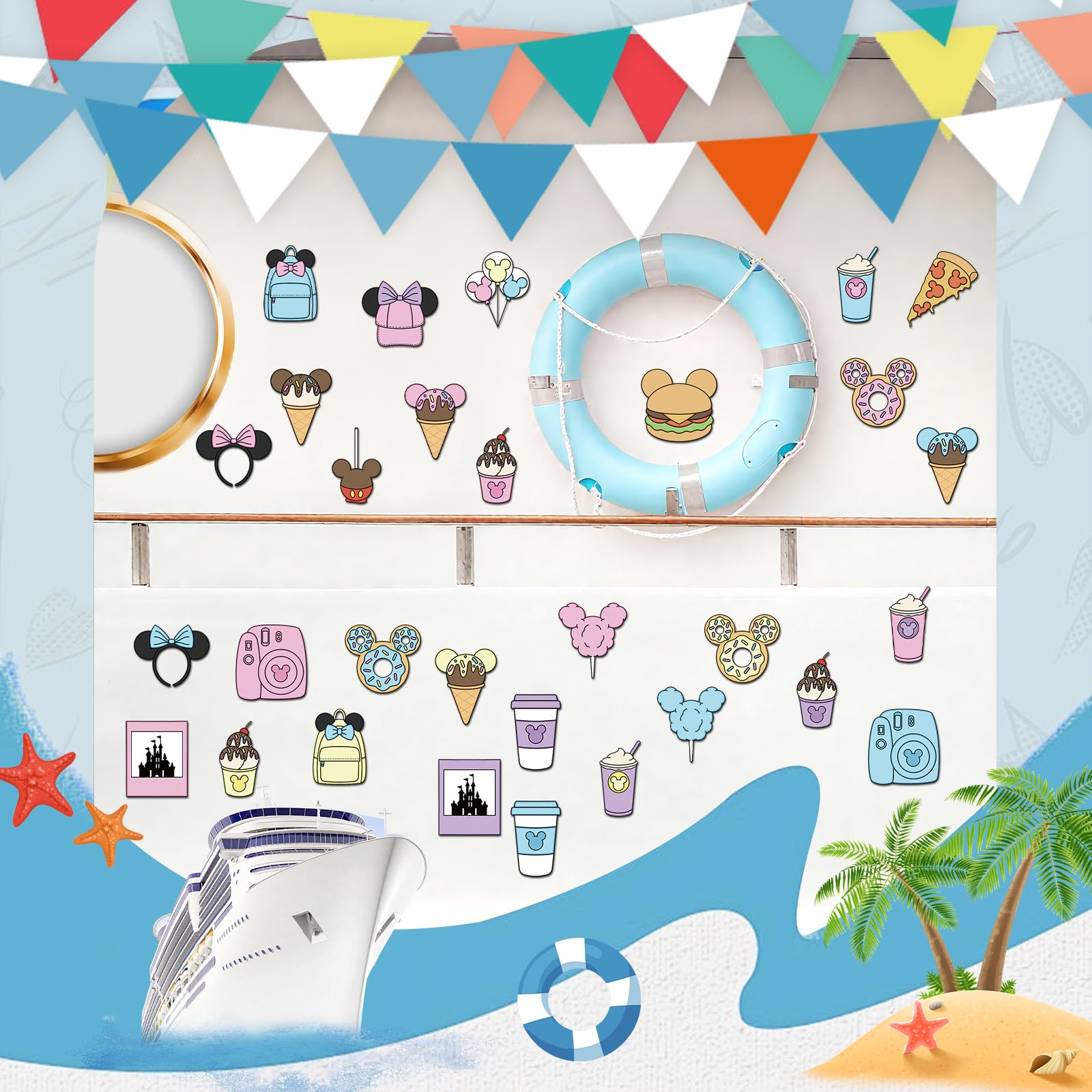 RiVolTa Mouse Cruise Door Magnets - 30 Pcs Cute Ship Decorations