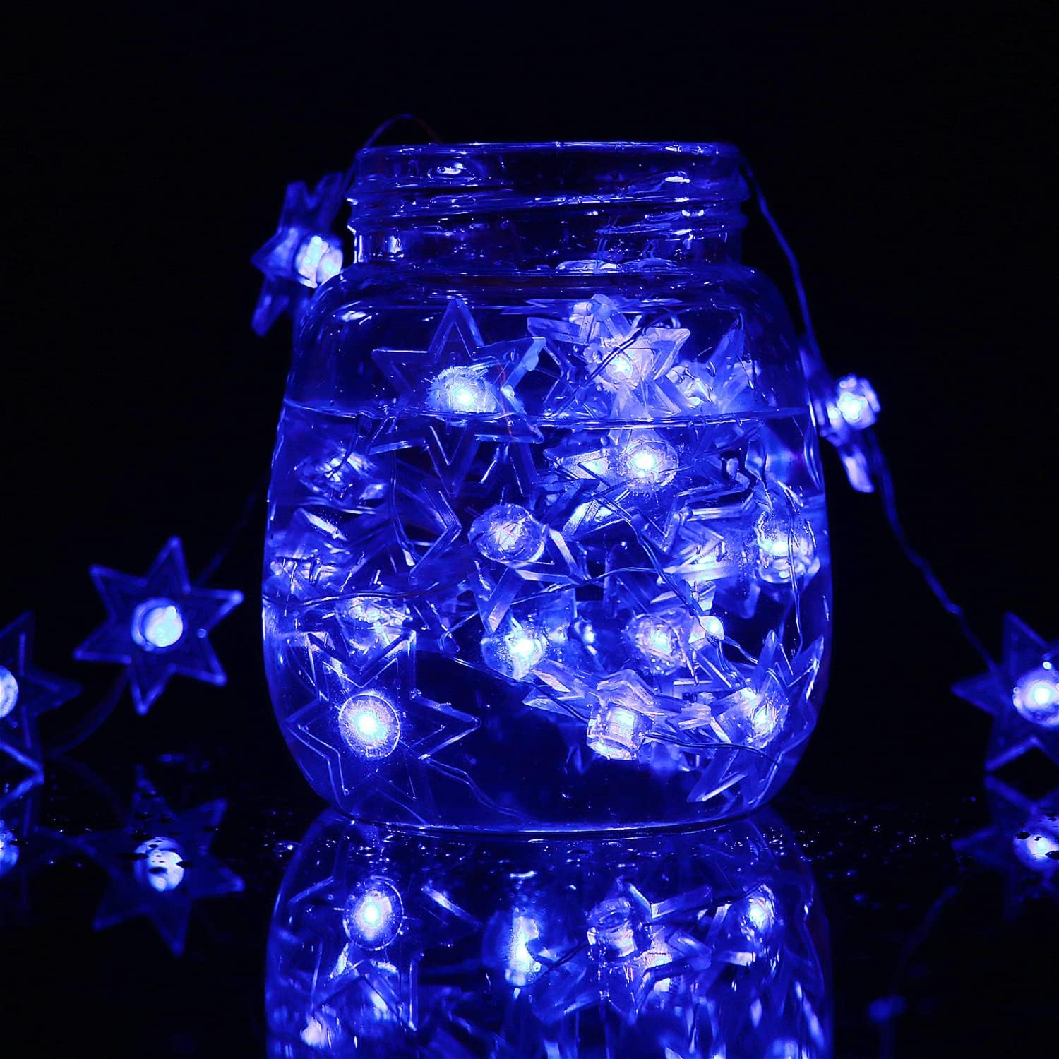 Rocinha Hanukkah Decorations Star of David Lights String, 10 ft 30 LEDs Judaical Style Chanukah Lights Decorations for Jewish Judaism, Decor Passover/Hashanah/Shabbat/Rosh Hashana (Blue)