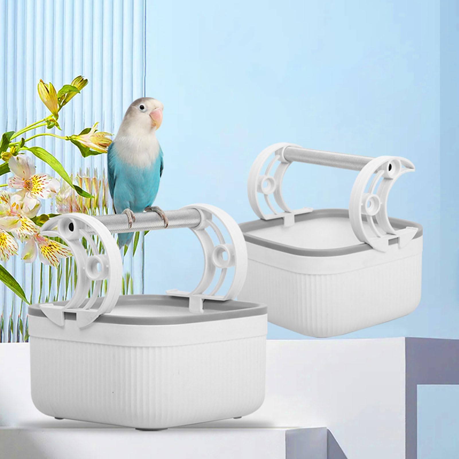 Bird Toilet Stand with Bucket Aluminium Alloy Sturdy Structure Portable Tabletop Bird Potty Training Tool Perch