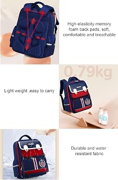 JiaYou Lightweight Primary School Backpack Large Capacity Bookbag Water-Resistant Daypack for Boys and Girls(Purple,17 Liters)