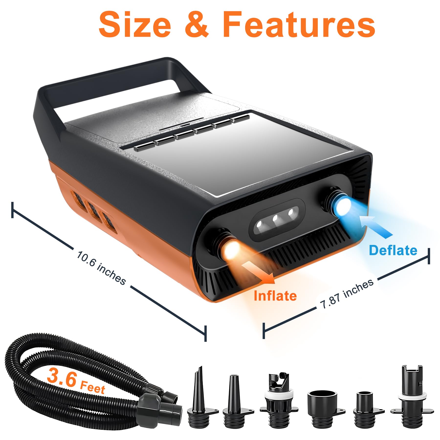 Mojimdo Pompa Elettrica Professionale per SUP - 20PSI, Ricaricabile con Luce Integrata - Gonfiaggio Rapido a Doppia Velocità e Autospegnimento