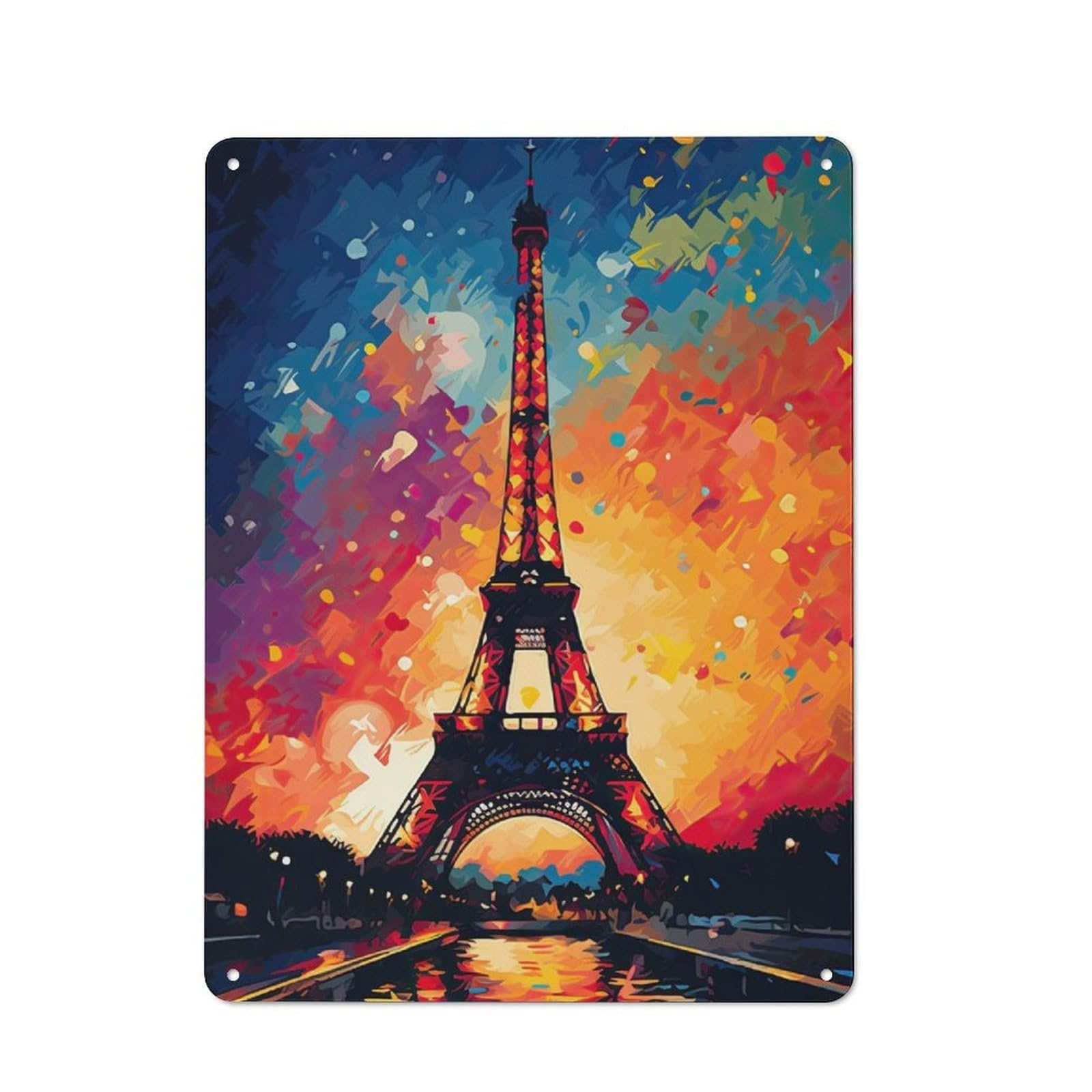 Junmoney Eiffel Tower Painting Retro Metal Wall Sign 40X30cm For Guest Room Or Hallway, New-Space Wall Decor For Home Decor Collectors