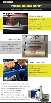 US Stock 60W Fiber Laser Engarver Machine MOPA JPT M7 Fiber Laser Marking Engraveing Machine with 175175mm lens and 80mm Rotary Chuck Mopa Marker Class 1 Laser Output Power 0.39mW