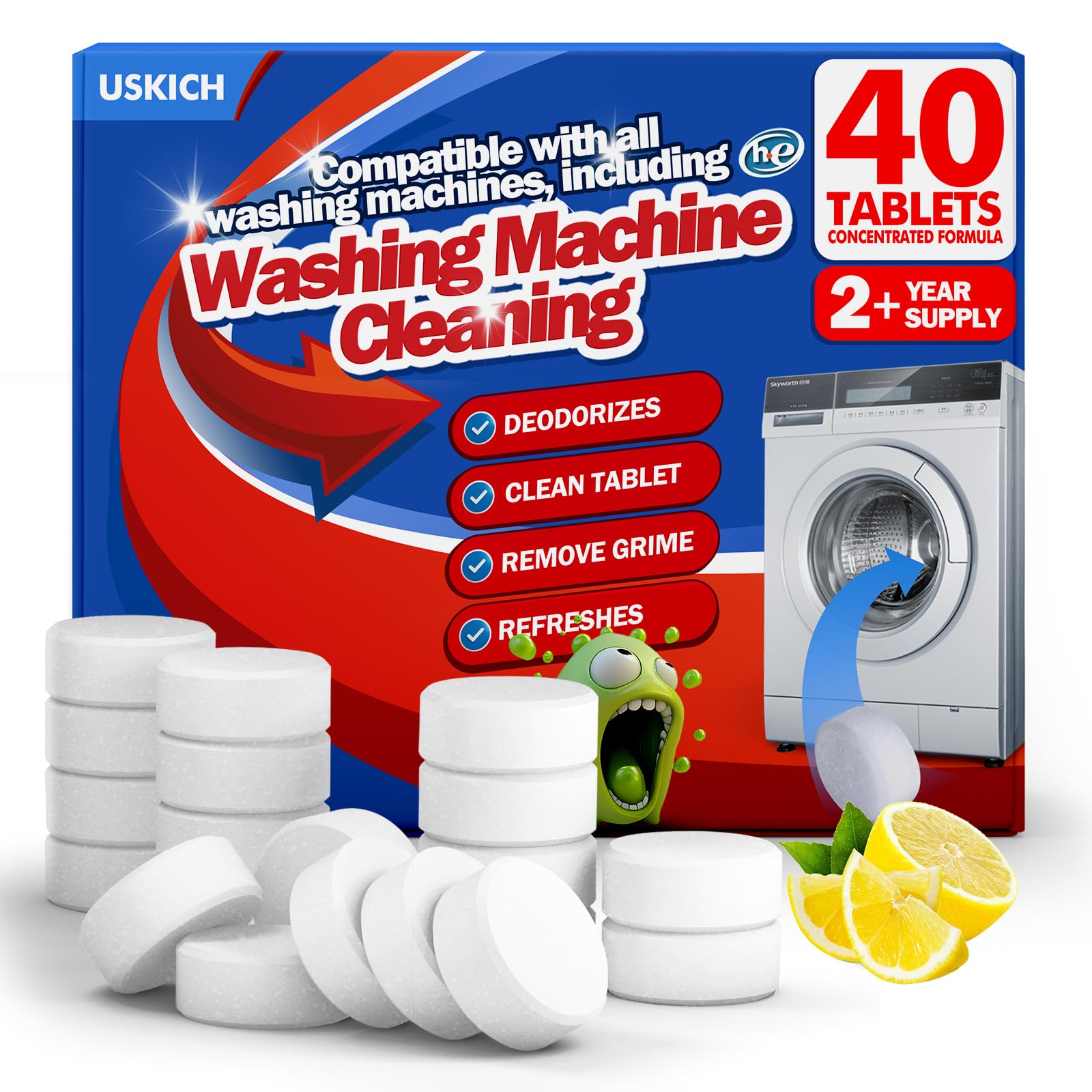 USKICH Washing Machine Cleaner for HE Front Load & Top Load Washers