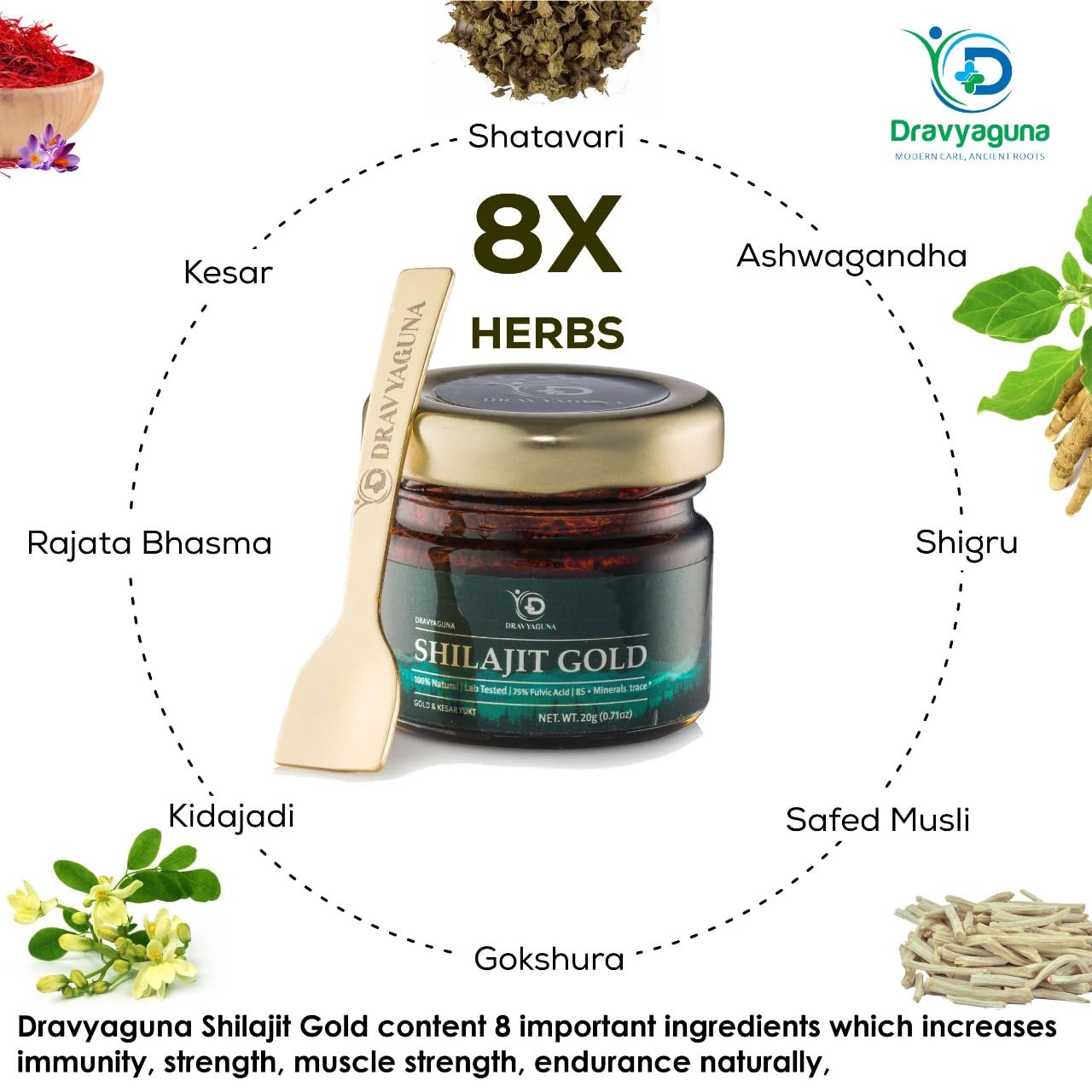 Dravuna Shiljit Gold 20 G- 100% Natural and Lab Test | Fulvic acid and trace minerals | Rich in gold powder and saffron. Life power booster for men and women from Himalayan extracts Dravuna Shiljit Gold 20 G- 100% Natural and Lab Test | Fulvic acid and trace minerals | Rich in gold powder and saffron. Life power booster for men and women from Himalayan extracts