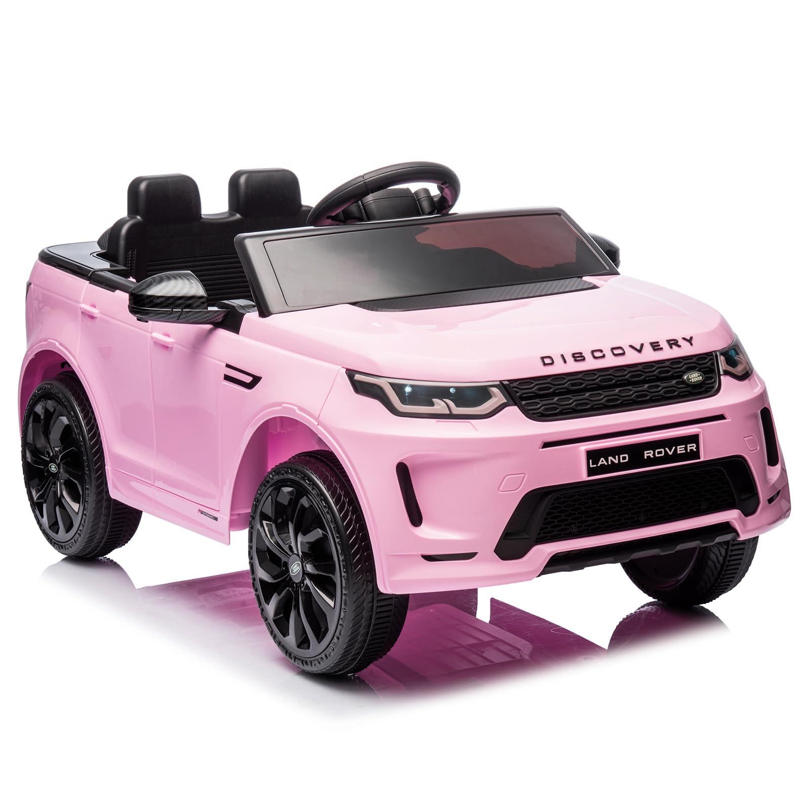LALAHO Coche Eléctrico para Niños Land Rover Discovery Sport 12V con Doble Motor, 3-5 km/h Auto Eléctrico para Niños de 3 a 5 Años, Suspensión, MP3, Mando a Distancia (Rosa)