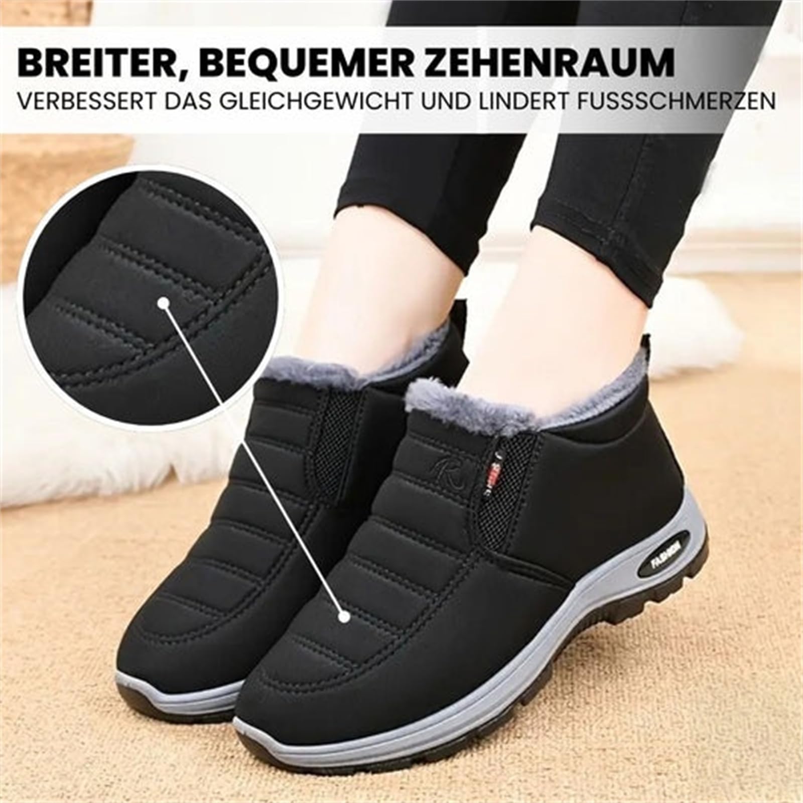 OrthoWinter - ergonomische, wasserdichte, isolierte Schuhe für Herbst und Winter Wasserdichte und isolierte Damen Schneestiefel aus Kunstleder Stilvolles Winter-Schuhwerk