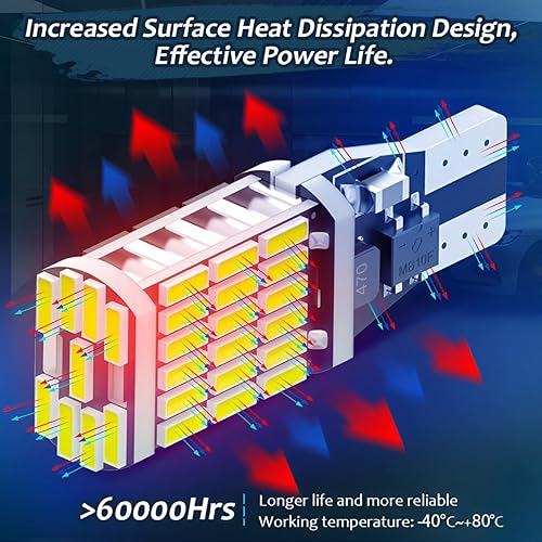 Miniatura 3 de Paquete de 4 luces LED de marcha atrás para automóvil, T15 4014 45SMD, chipsets de luz de respaldo, bombilla parpadeante, parada de freno de