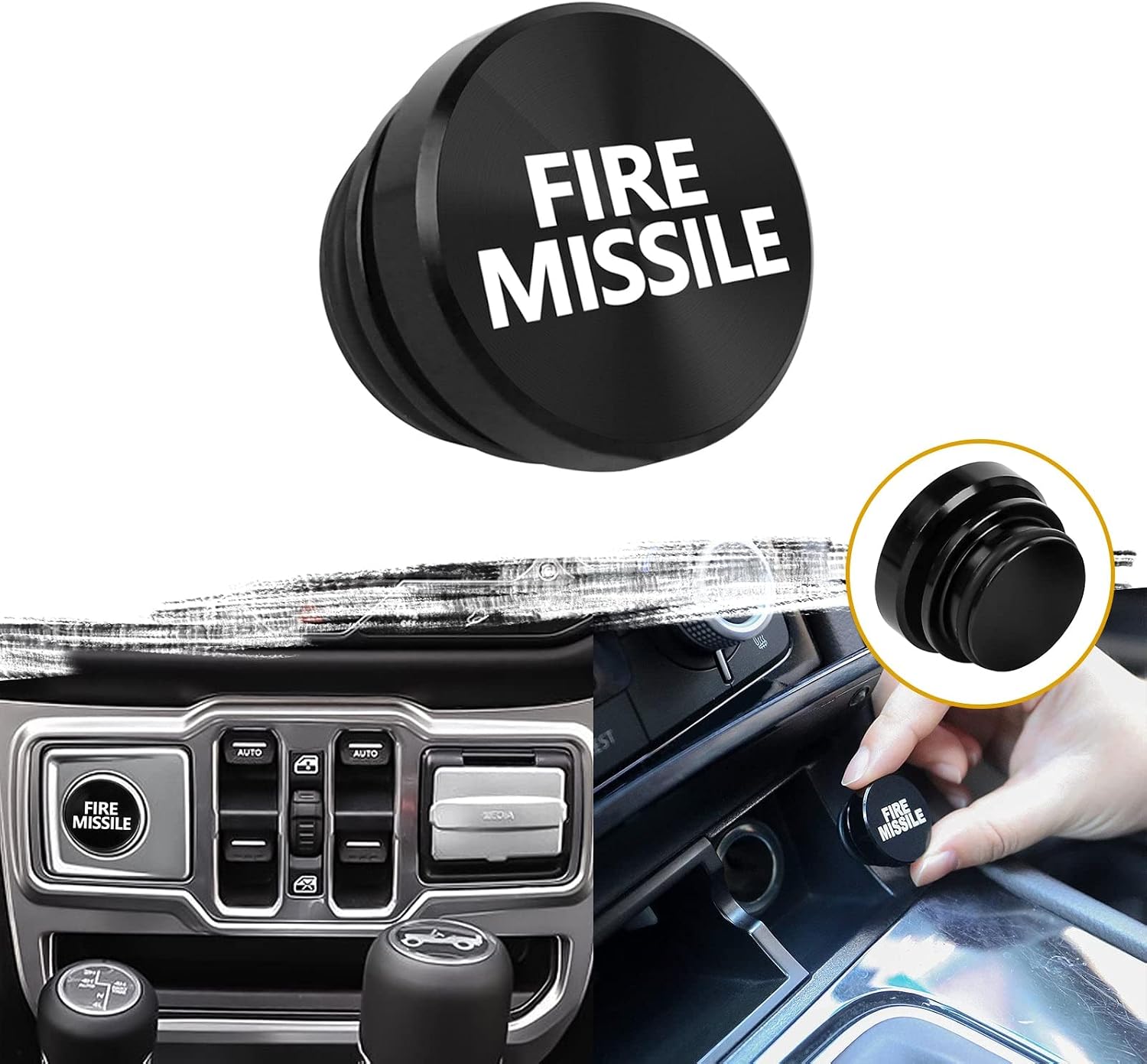 x xotic tech FIRE Missile Cigarette Lighter Push Button Plug Replacement Cover, Aluminum Black, Fit Cars Trucks SUVs with 12V Power Source