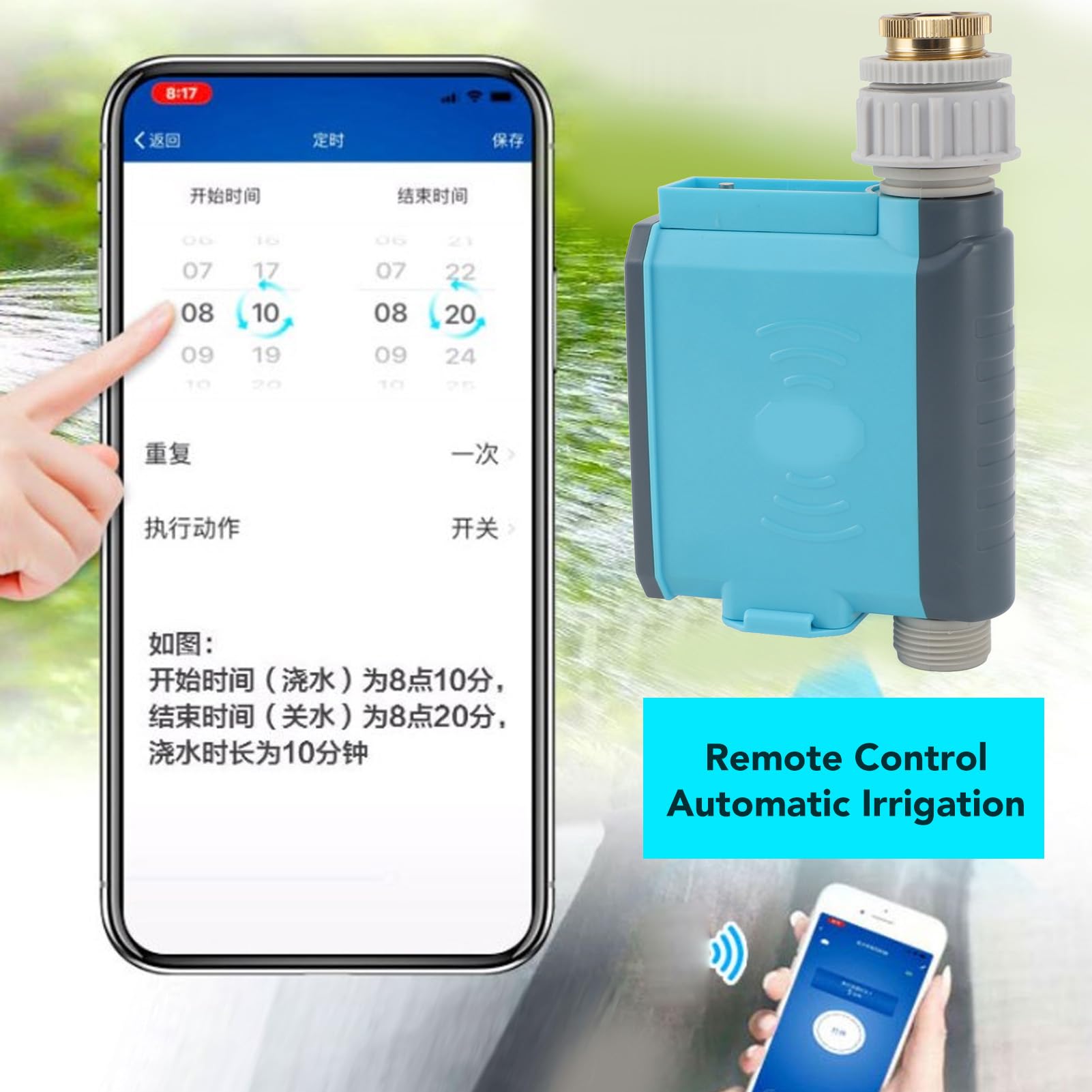 Smart WiFi Sprinkler Timer Wassertimer Automatisches Bewässerungssystem Fernbedienung Garten Effiziente Bewässerung für Hof Balkon Zuhause Grüne Wand POM-Material 310 g (Bluetooth-Regenregler)