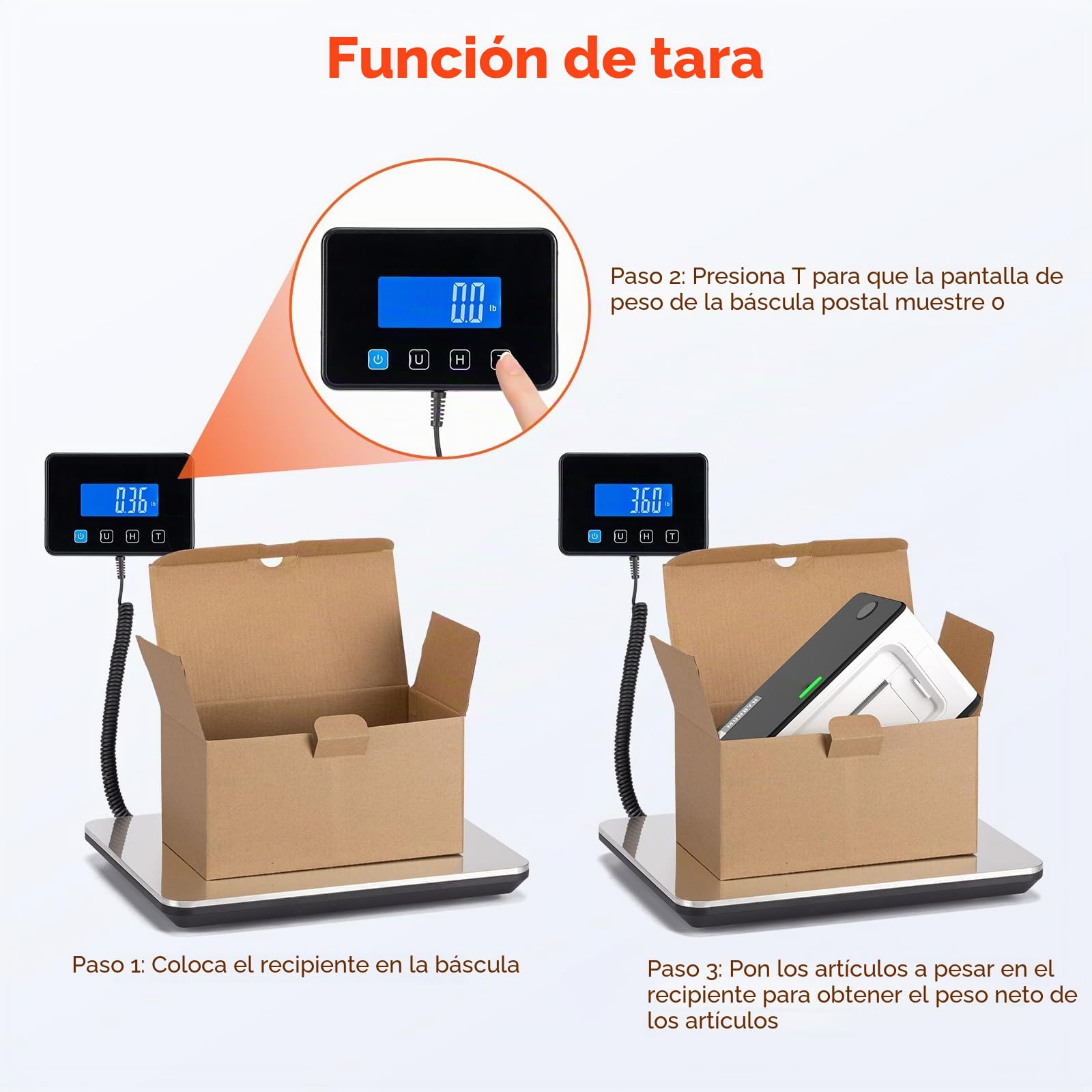 MUNBYN Bascula Industrial, Balanza Postal 200kg/50g, Bascula Maletas Viaje, con Función de Retención/Tara, Pantalla LCD, Acero Inoxidable, para Equipaje y Almacén, Incluye 2 Pilas AAA y Cable Tipo C