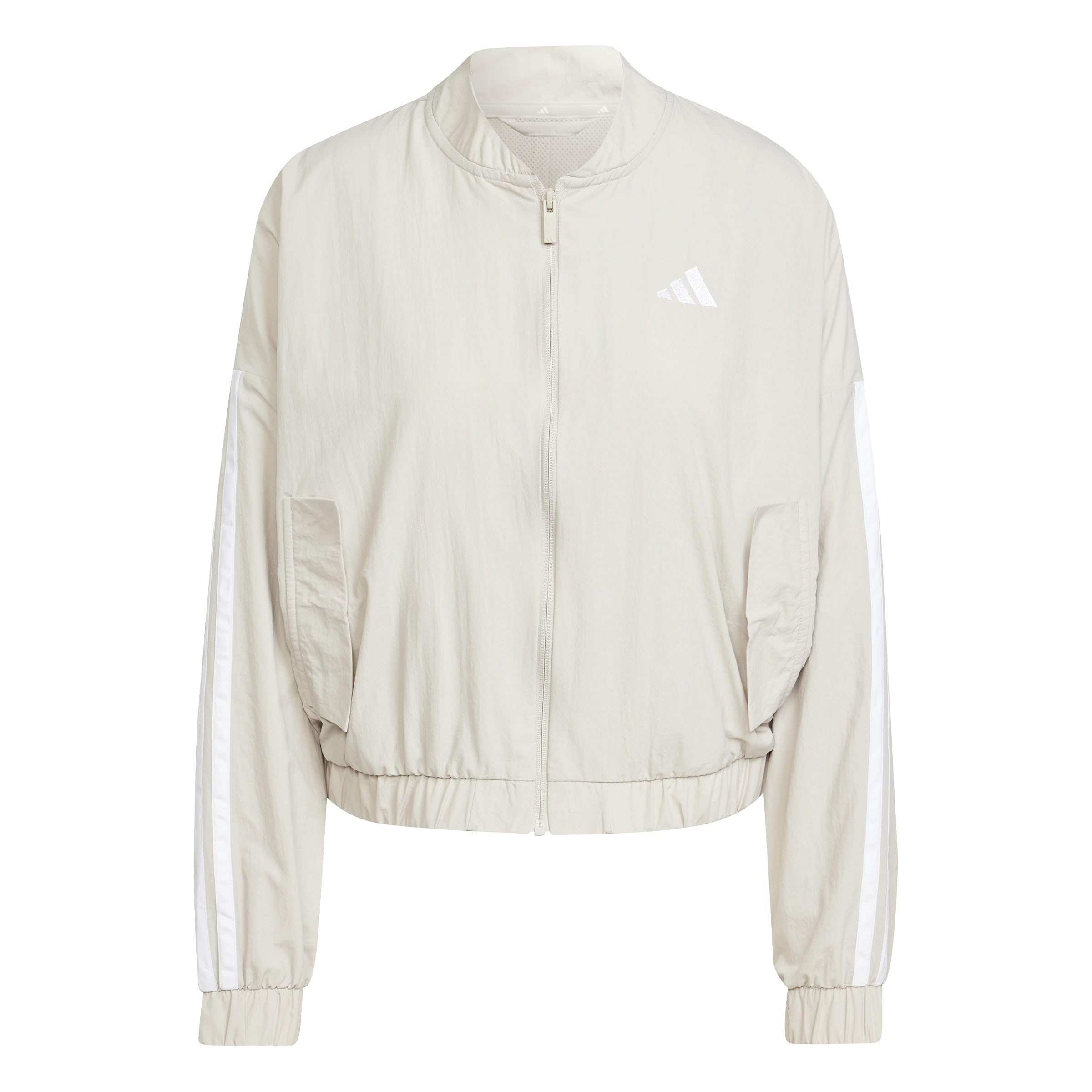 adidas Women's Essentials 3-Stripes Lifestyle Woven Bomber Coat, wonder alumina/white, M