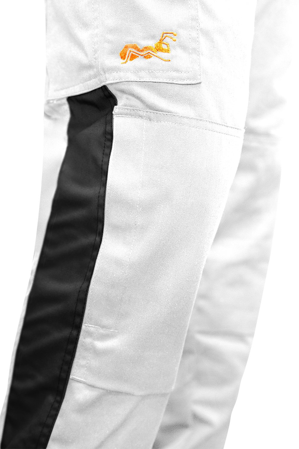 strongAnt® - Salopette da Pittore Berlin Salopette combinati 100% Cotone - Tasche per Ginocchiere - Made in EU - Bianco