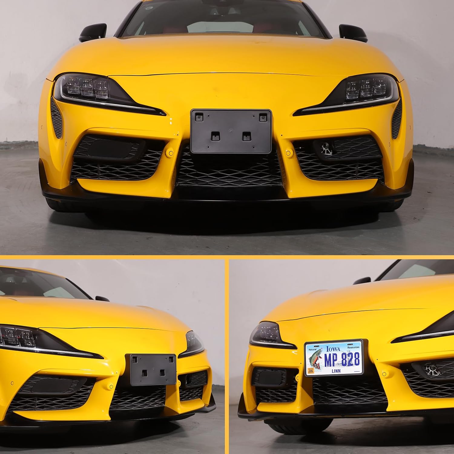 License Plate Frame Bracket Compatible with Toyota Supra GR A90 A91 MK5 2019-2025,ABS Tag Frame Holder Front Bumper License Plate Holder Mount Adapter Relocation Kit Accessories