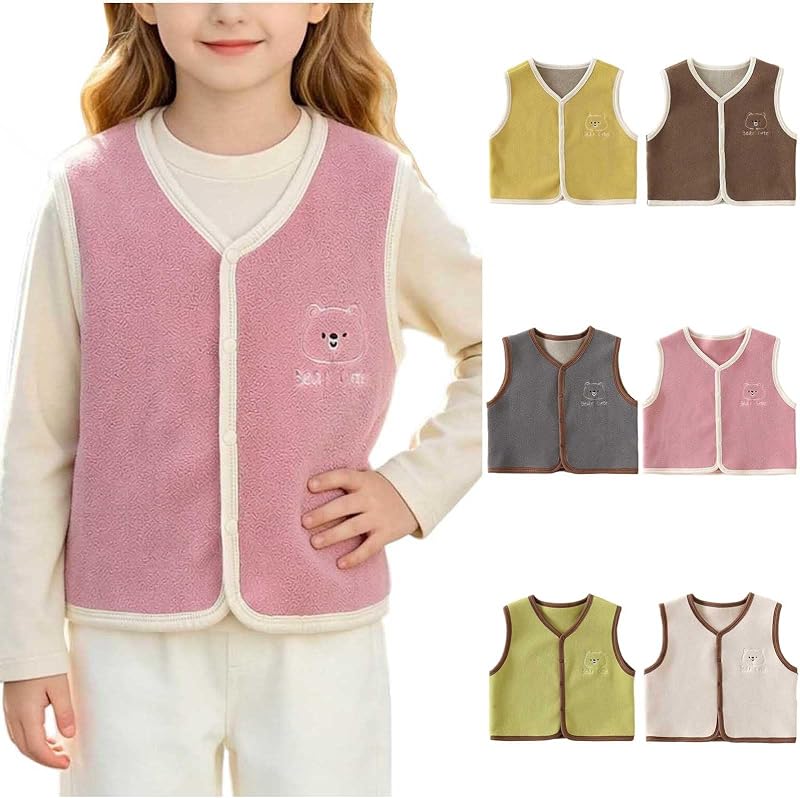 Girls Fleece Jacket Cartoon Print Sherpa Vest