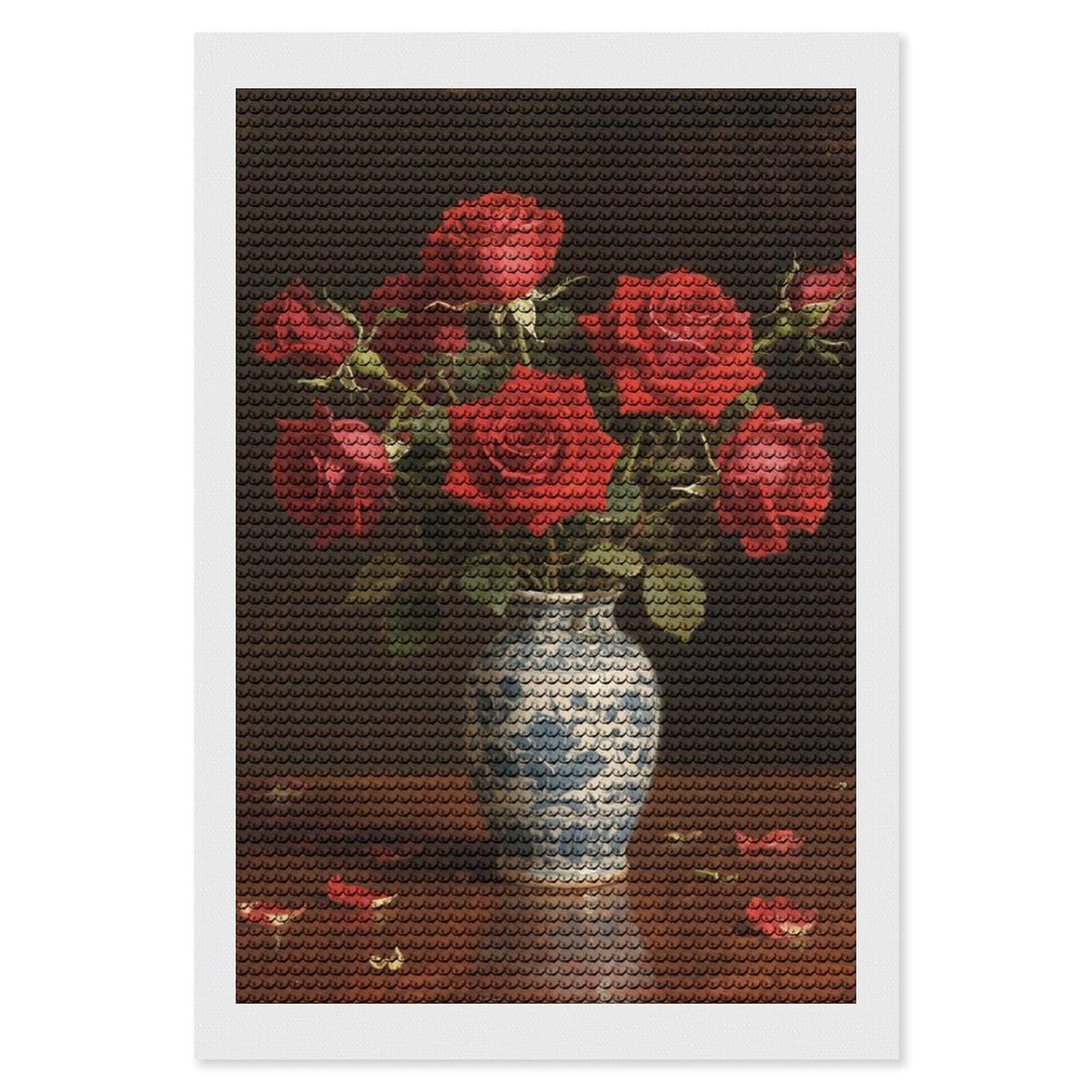DWVTSLH Painting Flowers Diamond Painting Kits for Adults, Personalized Diamond Photo Art Full Drill, DIY 5D Diamond Art Painting Kits for Beginners, Home Wall Decor 8"x12"