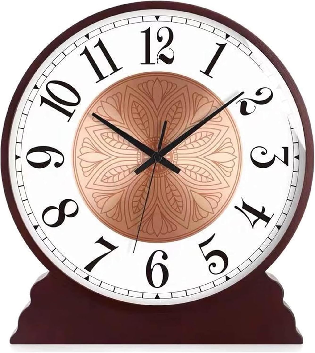 Mantel Clock, Solid Wood Clocks, Silent Decorative Desk, Shelf, Easy to Read Battery Operated for Living Room Fireplace Office Kitchen(Rose Gold A,16Nch)