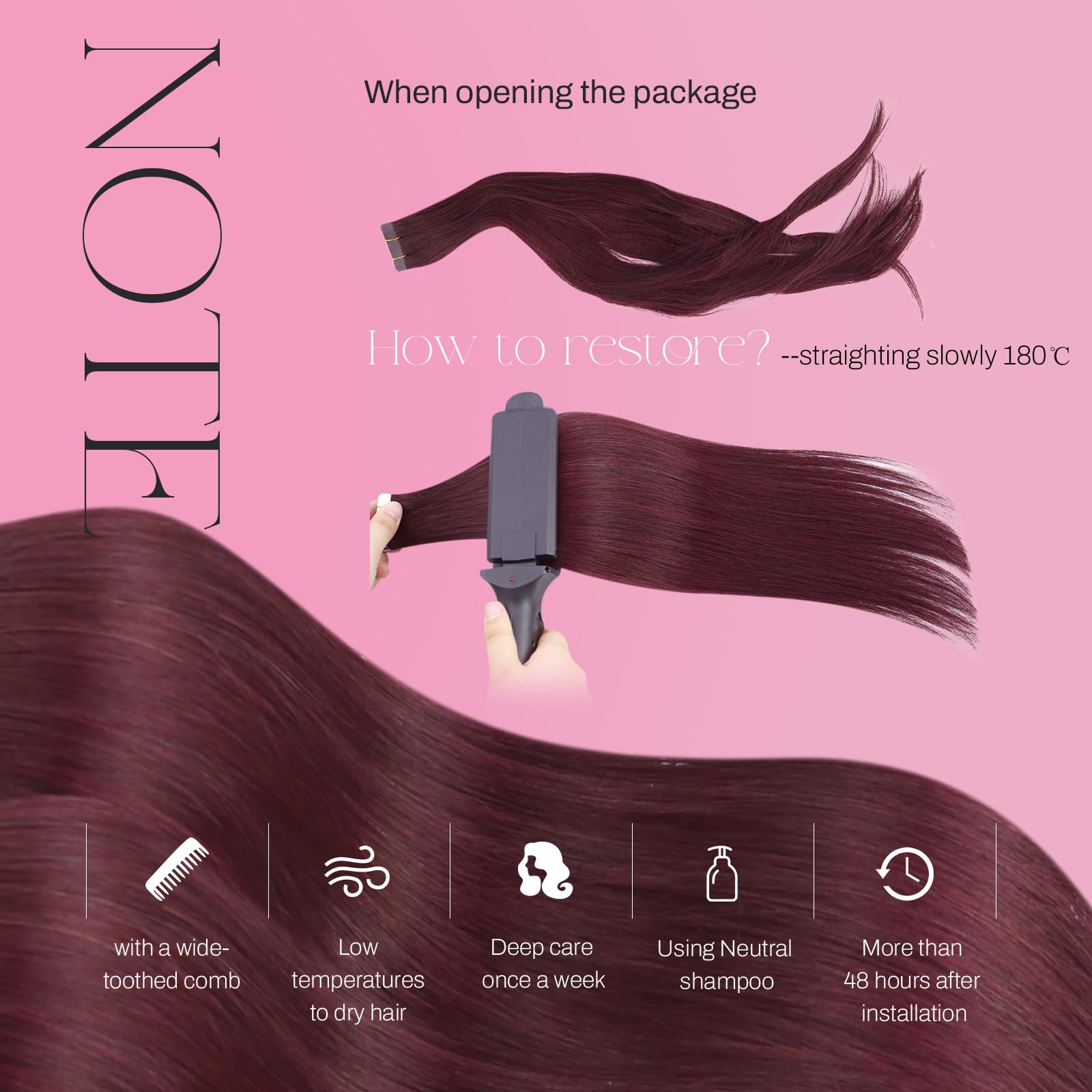 Amazon.com : Moresoo Wine Red Tape in Hair Extensions Human  display picture 2