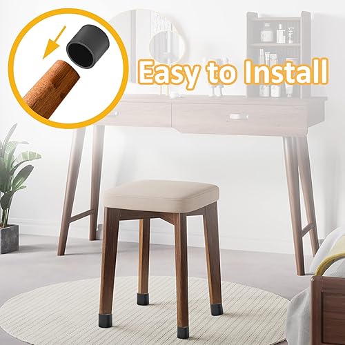 Miniatura 3 de 32 tapas de puntas de patas de silla de 1 pulgada (0.984 in), redondas de PVC antideslizantes plegables para patas de silla, tapas negras para patas