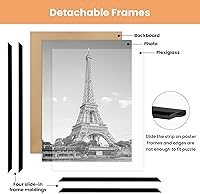 Vista 5 de upsimples 24x36 Poster Frame Black 3 Pack, Scratch-Proof Picture Frames 24 x 36 for Photo Gallery - Slide-In Strips, Horizontal or Vertical Wall