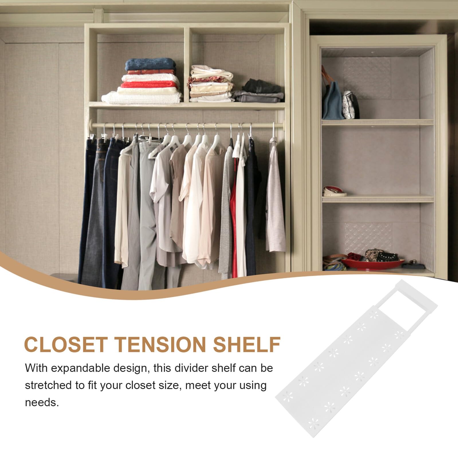 DECHOUS Ripiano Estensibile Armadio Regolabile Scaffale Tensione Allungabile per Organizer Vestiti e Mensola Divisoria Multiuso per Armadio Cucina Bagno