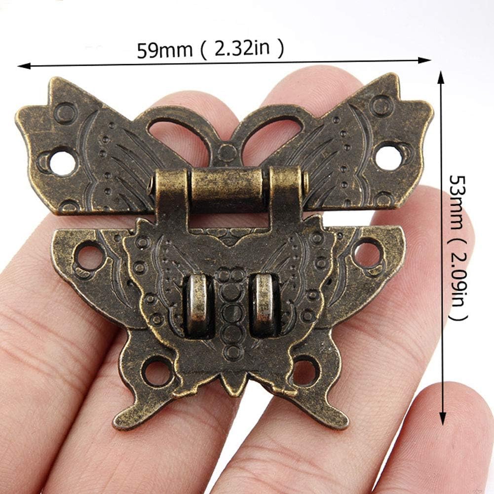 Gеt Pорulаr оƒƒеr Vintage Butterfly Carved Lock Latch Hasp and Padlock with Key for Cabinet Jewelry Box Wooden Case Gift Box (Style A)