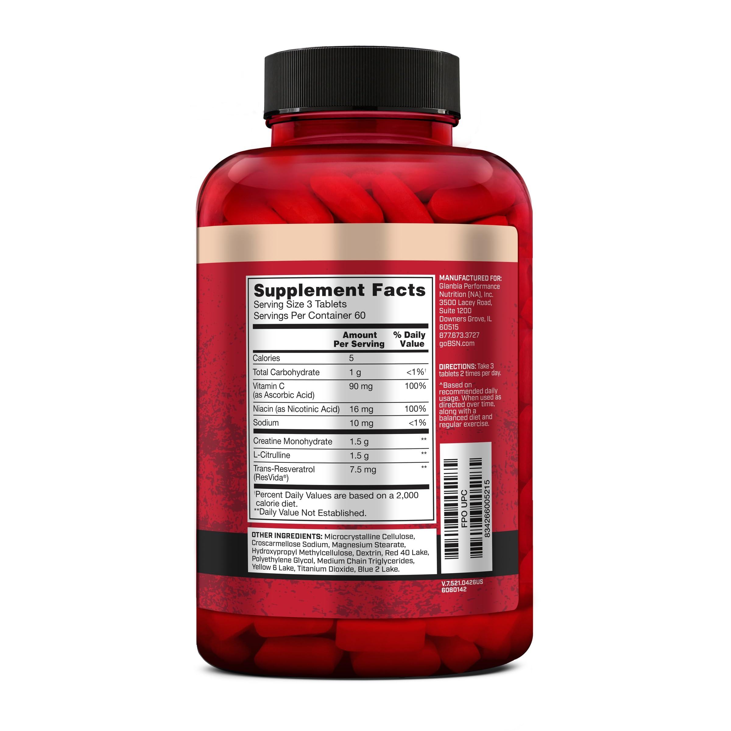 BSN Nitrix Nitric Oxide Workout Supplement, 180 Tablets — Amazon image 5