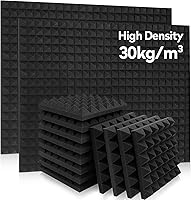 AUSLET 36 Pack Pyramid Acoustic Panels 12x12x2 Inch High-Density Soundproof Foam for Studio Walls, Home Theater Echo Reduction