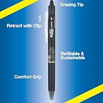 Pilot FriXion Clicker 0.7mm, Stylos de gel effaçables, point fin (paquet de 6, Noir/bleu)