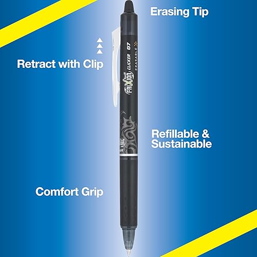 Miniatura 5 de Pilot FriXion Clicker - Bolígrafos de gel borrable, de 0.7 mm, punta fino y tinta negra