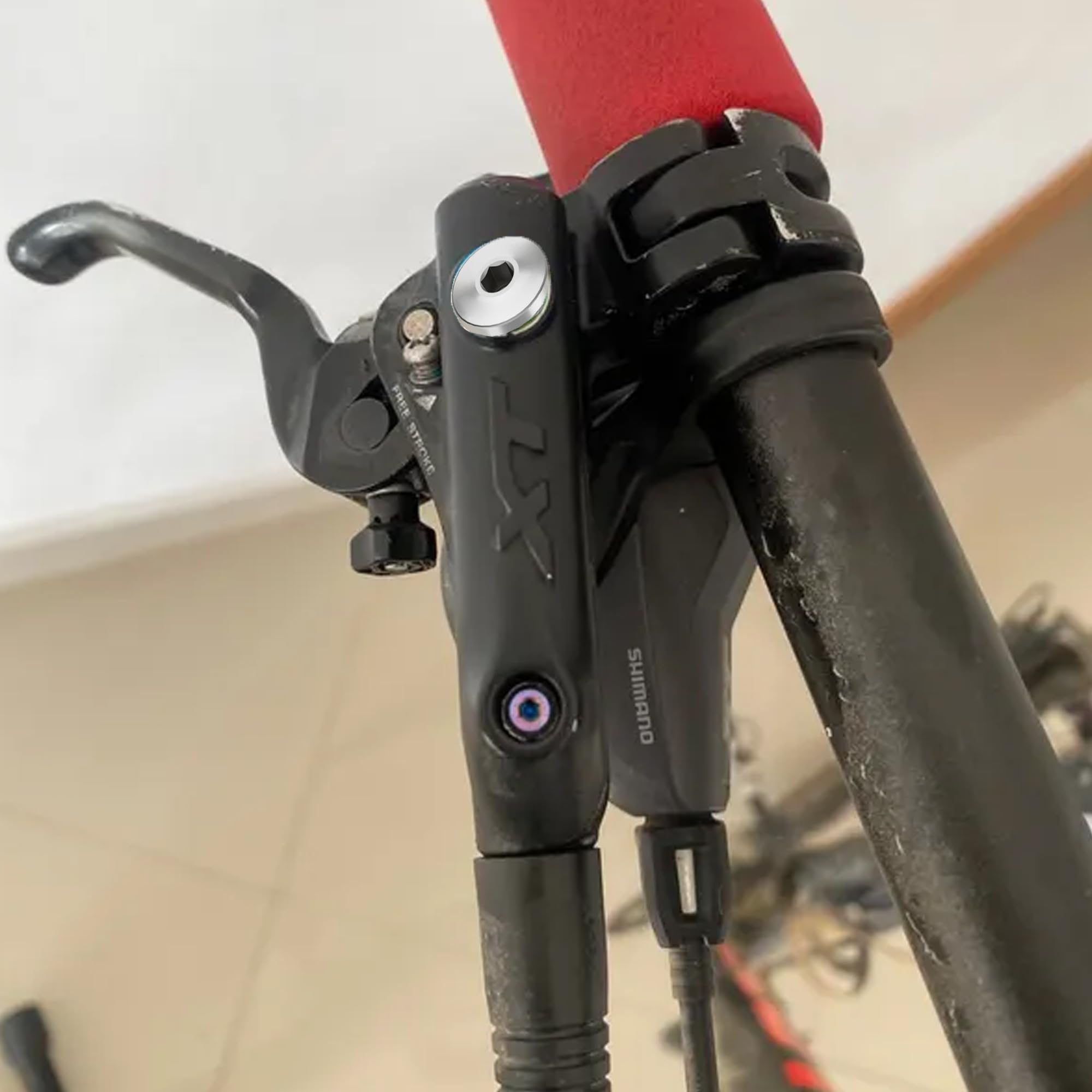 Śruba odpowietrzająca do roweru, pierścień uszczelniający do dzielonego korpusu roweru, stop tytanu TC4 M5 x 10 mm, śruby kompatybilne z Shimano XT SLX Zee Deore LX (srebrne)