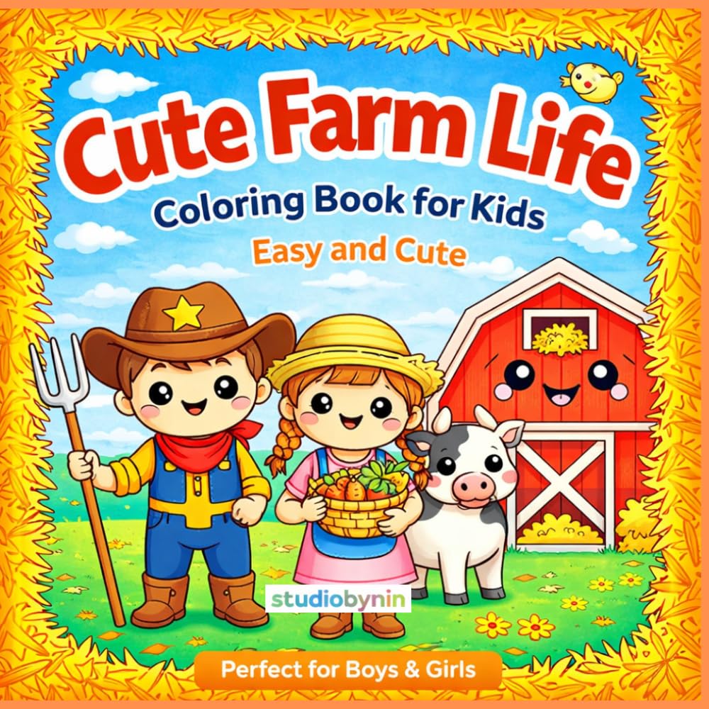 Cute Farm Life Coloring Book for Kids: Easy and cute