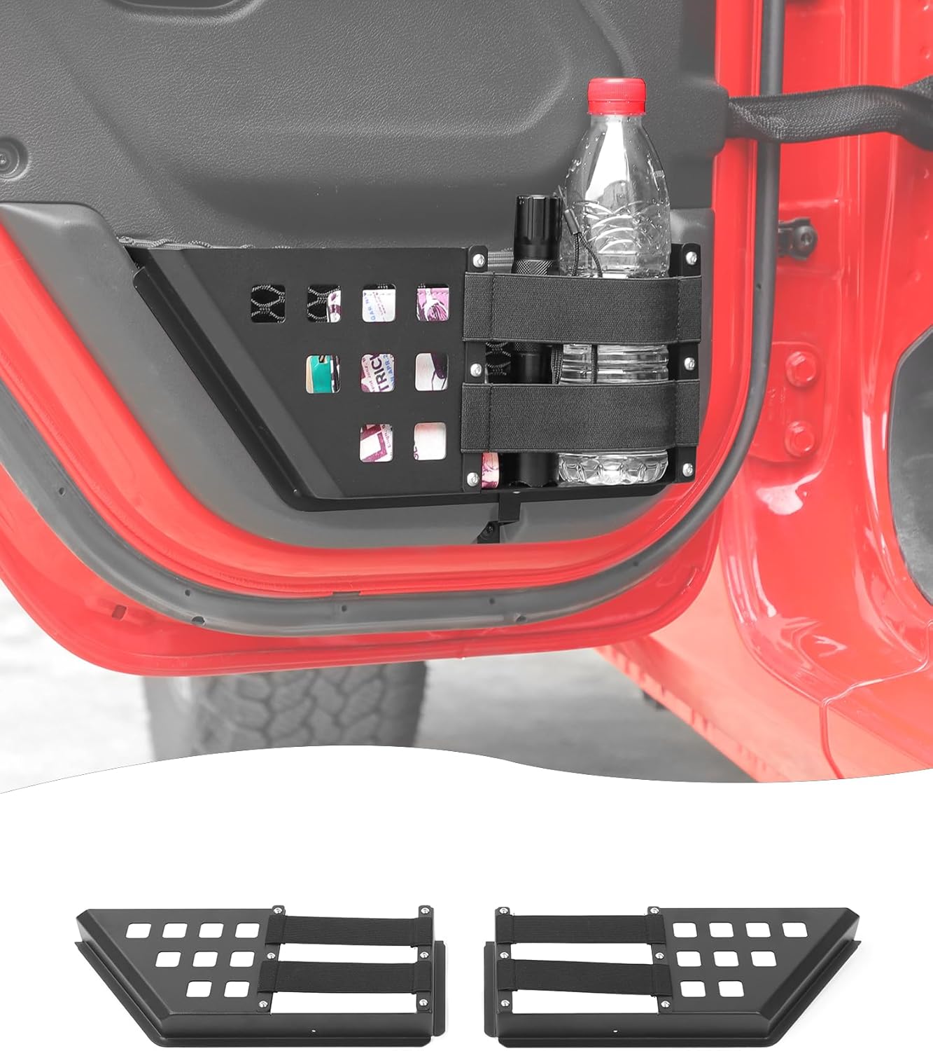 Hoolcar for JL Rear Door Storage Pockets, Door Side Insert Organizer Box Door Net Pocket Replacement for 2018+ Jeep Wrangler JL/JT Interior Storage Expansion Accessories,2PCS