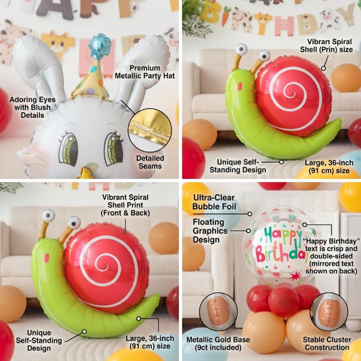 48 PCS Happy Birthday Farm Animals Foil Balloon Decorations Kit for Kids Birthday, Farm Theme Cow Chicken Pig Sheep All-In-One Party Supplies with Birthday Banner for Boys Girls Kids thumbnail